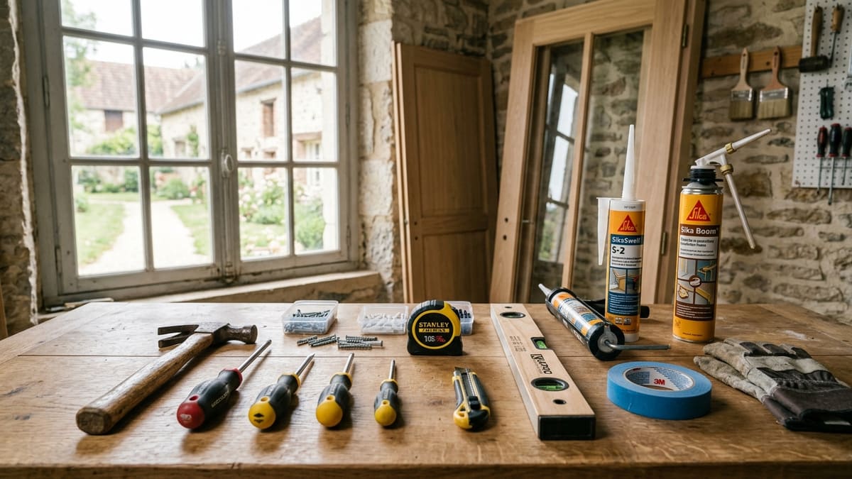 Outils et matériaux pour remplacer une porte de service